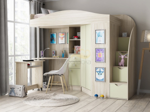 Кровать чердак Теремок 1 Гранд Ясень шимо светлый