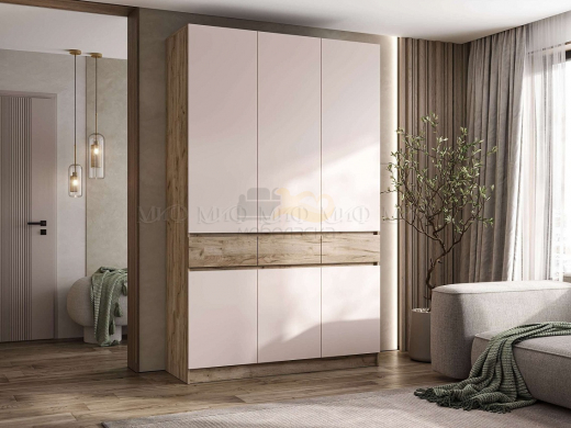 Шкаф 3-х створчатый Роджинамиф Кашемир, Крафт серый